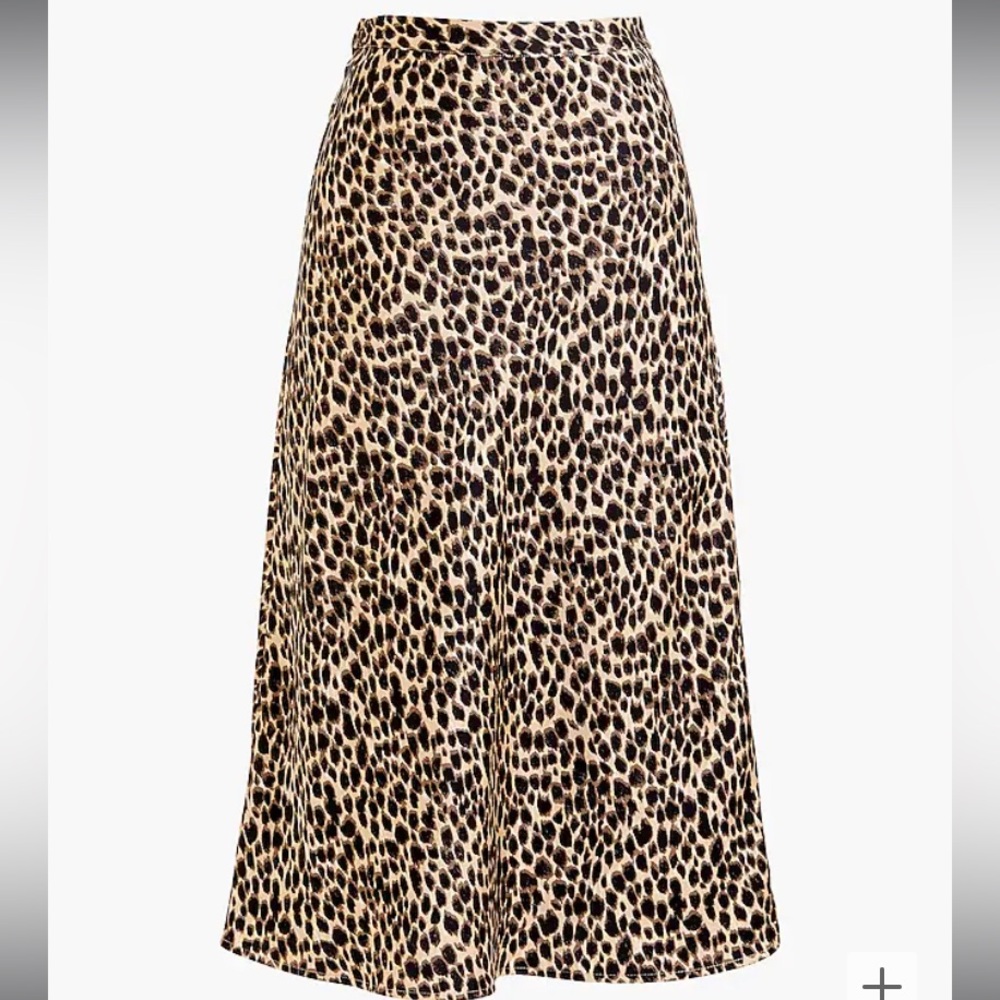 J. Crew Factory Leopard Print Midi Skirt